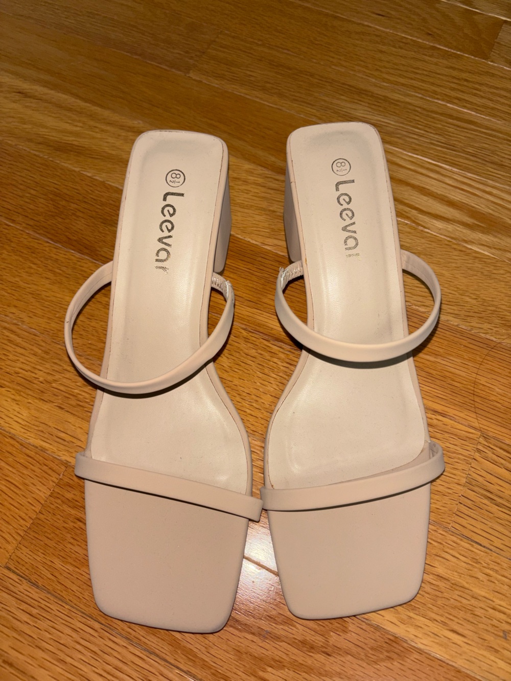 Women's Blush Square-Toe Double-Strap Block Heel Sandals
